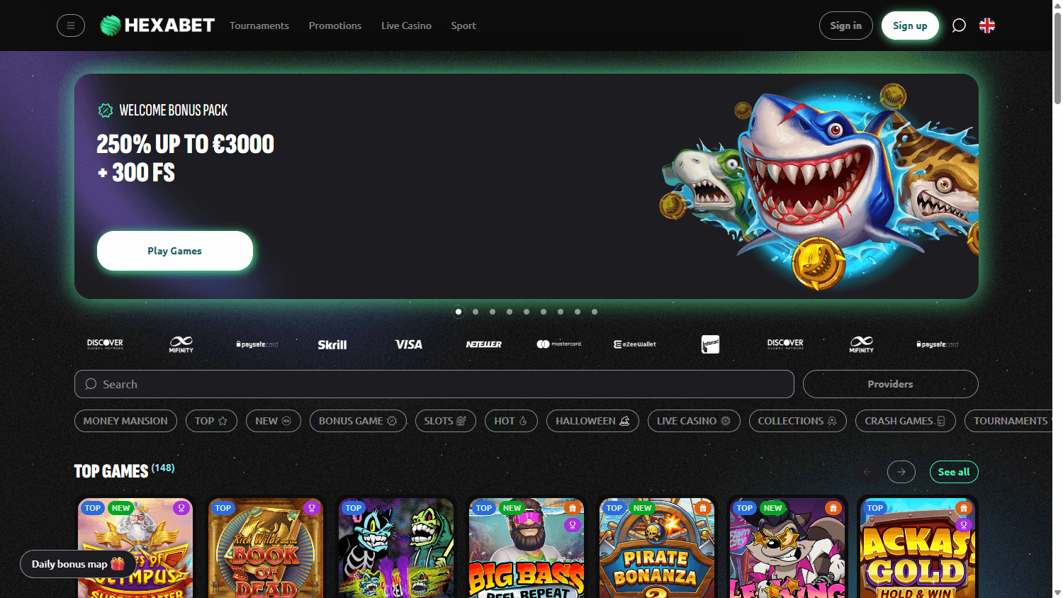 Hexabet Casino Desktop screenshot